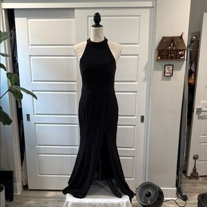 Elegant Black Halter Dress